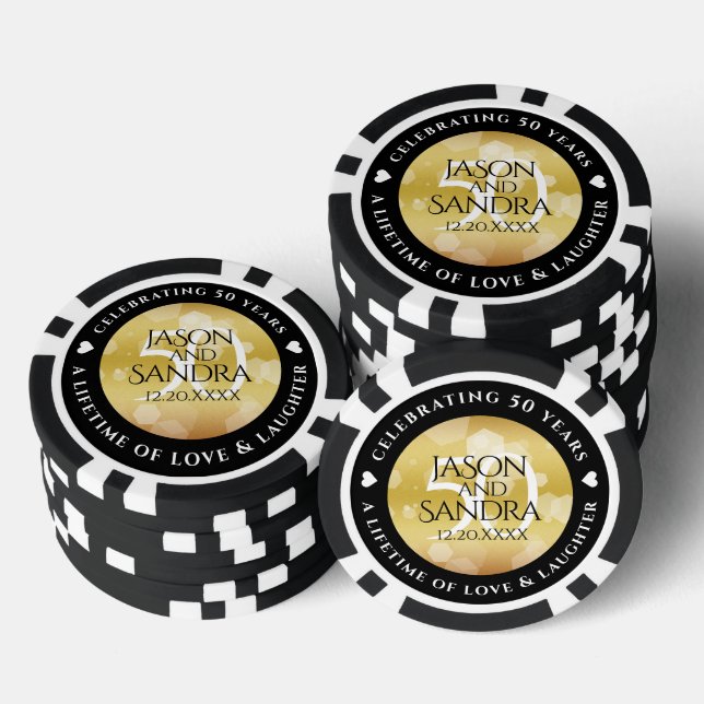 Elegant 50th Golden Wedding Anniversary Poker Chips (Stack)