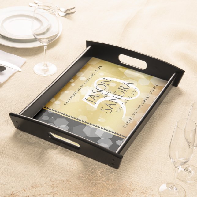 Elegant 50th Golden Wedding Anniversary Serving Tray (Front)