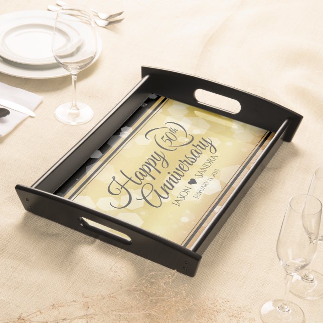 Elegant 50th Golden Wedding Anniversary Serving Tray (Front)