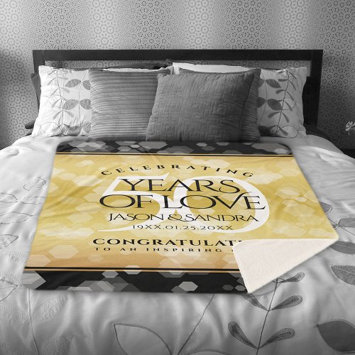 Elegant 50th Golden Wedding Anniversary Sherpa Blanket