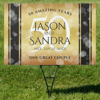 Elegant 50th Golden Wedding Anniversary Sign