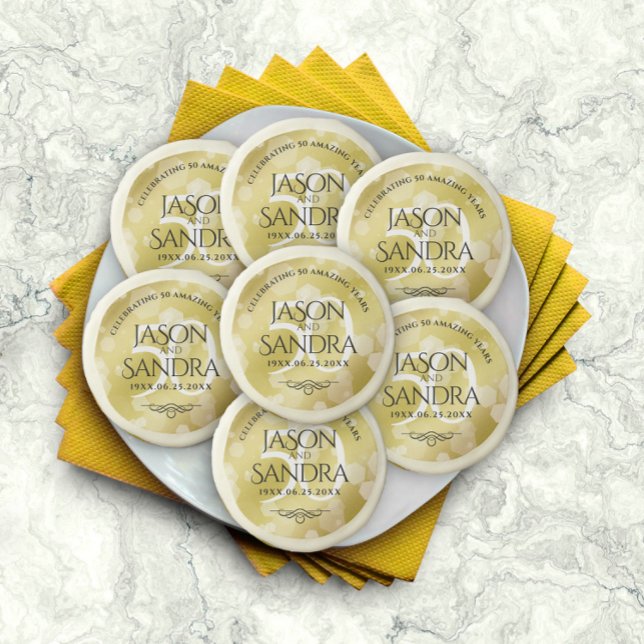 Elegant 50th Golden Wedding Anniversary Sugar Cookie (Creator Uploaded)