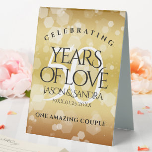 Elegant 50th Golden Wedding Anniversary Table Tent