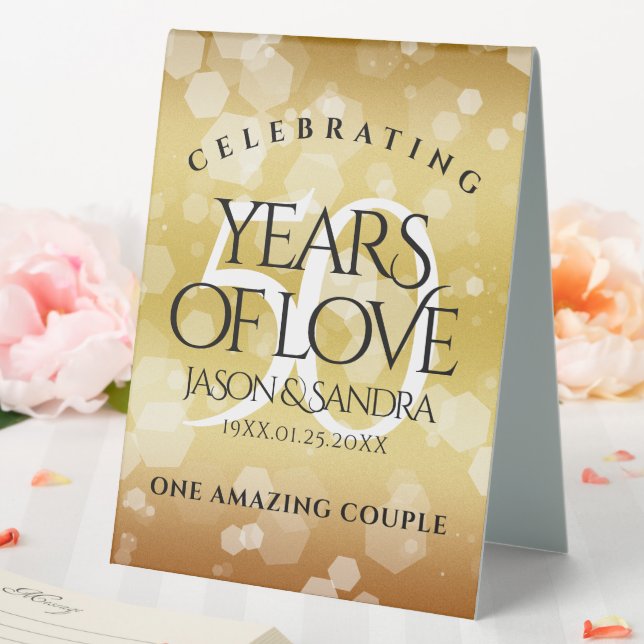 Elegant 50th Golden Wedding Anniversary Table Tent (In SItu (Wedding))