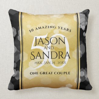 Elegant 50th Golden Wedding Anniversary Throw Pillow