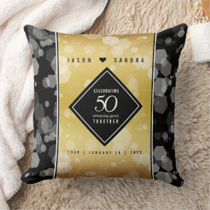 Elegant 50th Golden Wedding Anniversary Throw Pillow