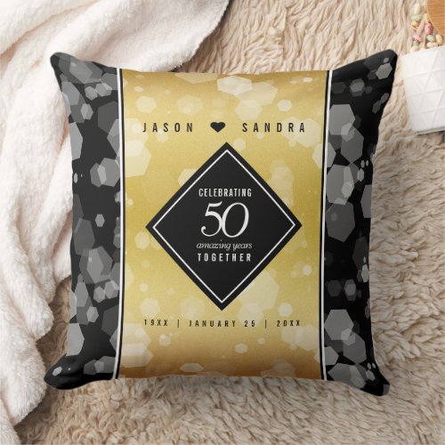 Elegant 50th Golden Wedding Anniversary Throw Pillow