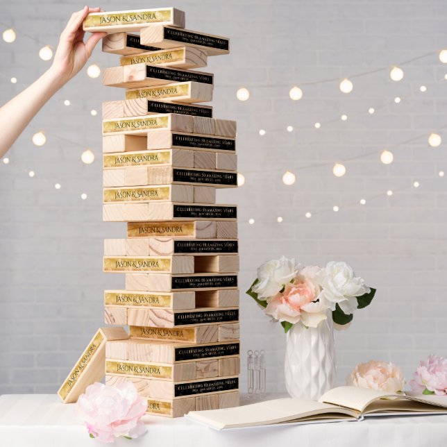Elegant 50th Golden Wedding Anniversary Topple Tower (Wedding)