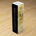 Elegant 50th Golden Wedding Anniversary Wine Box<br><div class="desc">Add an extra special touch to 50th wedding anniversary celebrations with this commemorative wine gift box! Elegant black serif and sans serif lettering with hexagonal confetti on a golden background add a memorable touch for this special occasion and extraordinary milestone. Customize with the happy couple's names and the years of...</div>