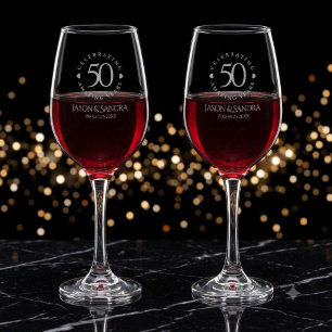 Elegant 50th Golden Wedding Anniversary Wine Glass