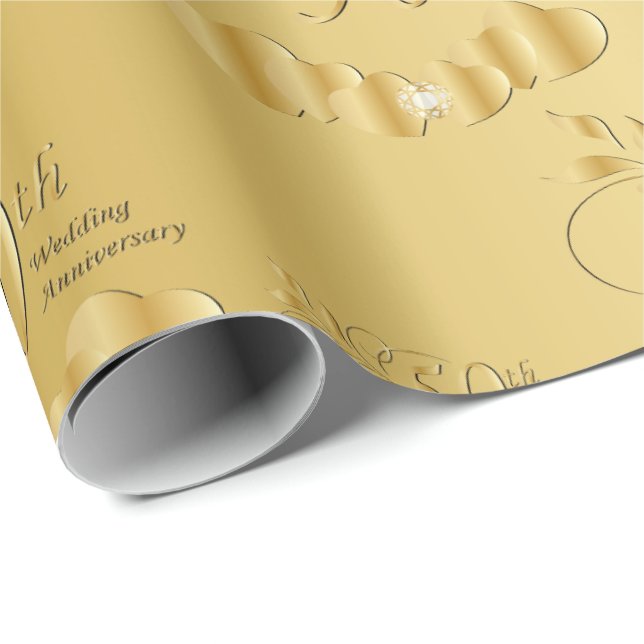 Elegant 50th Golden Wedding Anniversary Wrapping Paper (Roll Corner)