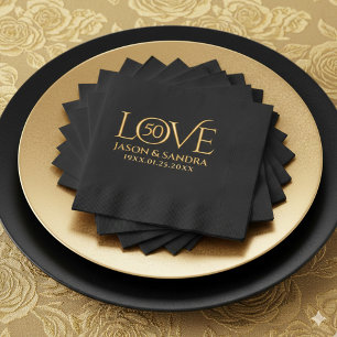 Elegant 50th Golden Wedding Anniversary Years Foil Napkins
