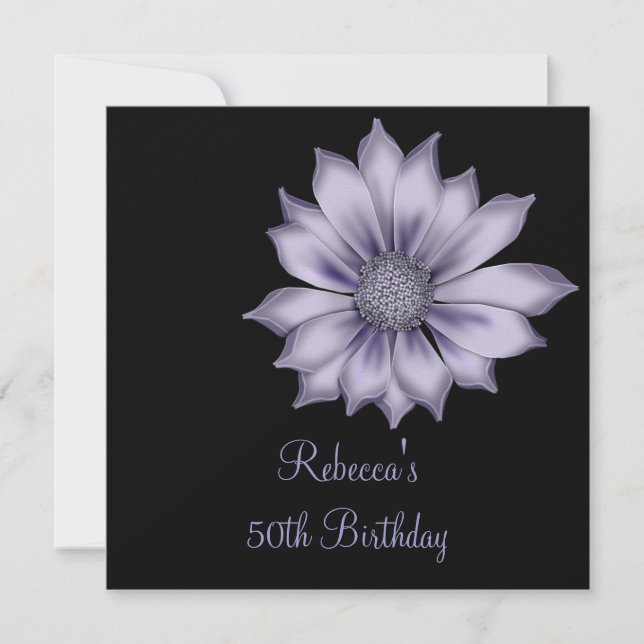 Elegant 50th Lilac Flower Birthday Party Invitation (Front)