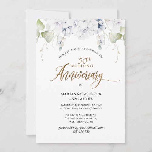 Elegant 50th or other Wedding Anniversary  Invitation