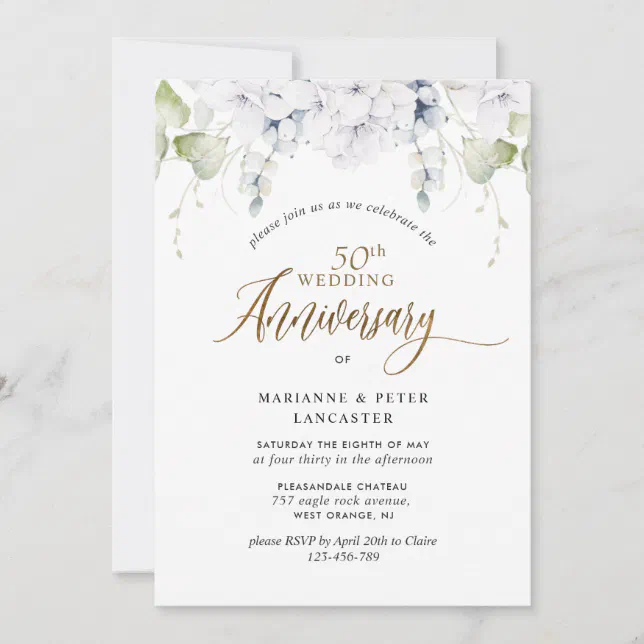 Elegant 50th (or other) Wedding Anniversary Invitation | Zazzle