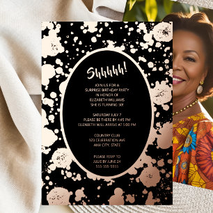 Elegant 50th Photo on Back Custom Birthday Black  Foil Invitation