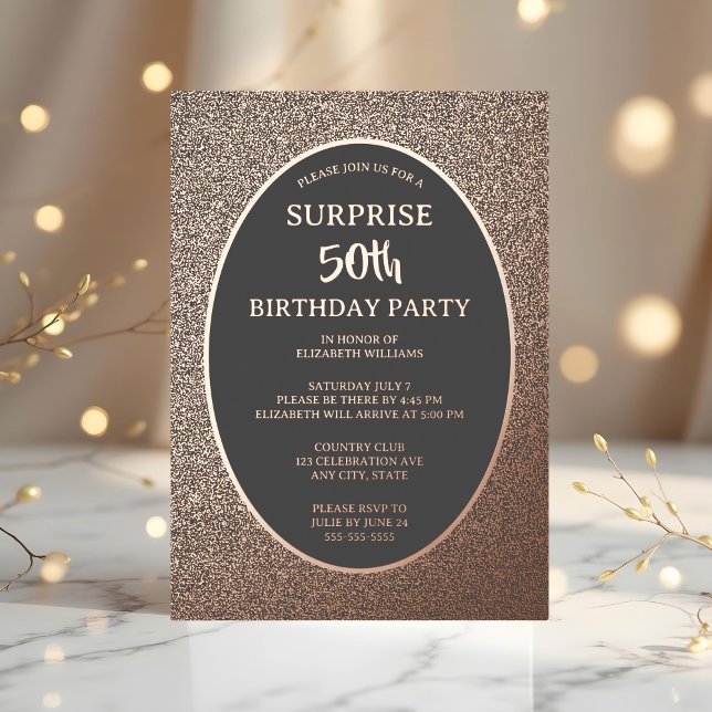 Elegant 50th Photo on Back Custom Birthday Unique Foil Invitation (Creator Uploaded)