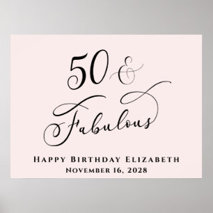 Elegant 50th Pink Birthday Party Poster