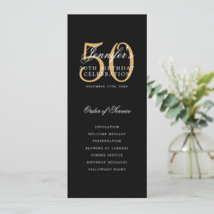 Elegant 50th Program Gold Black Menu+Thank You