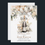 Elegant 50th Surprise Birthday Party | Champagne  Invitation<br><div class="desc">Elegant surprise 50th birthday party invitation,  featuring watercolor balloons,  blush pink,  cream florals and a scattering of faux gold confetti. Customize for any age.</div>