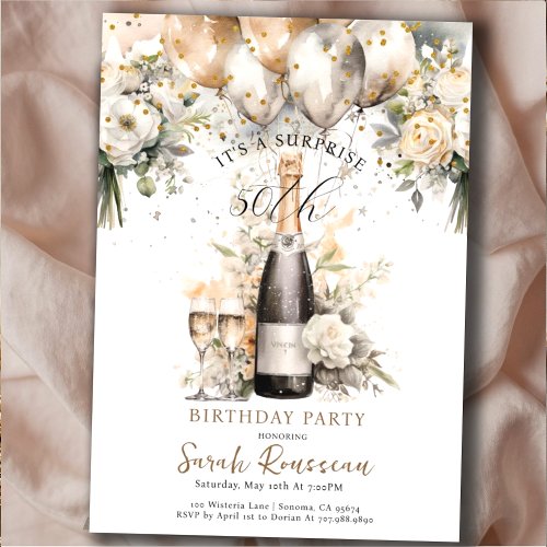 Elegant 50th Surprise Birthday Party Invitation