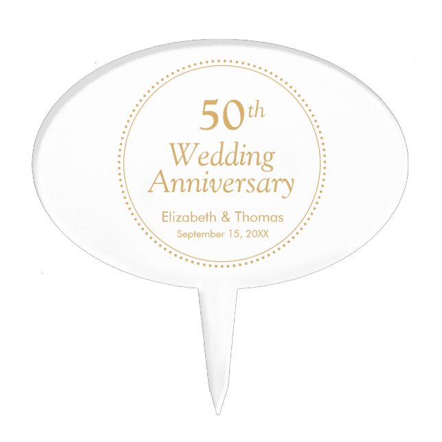 Elegant 50th Wedding Anniversary Cake Topper (Front)