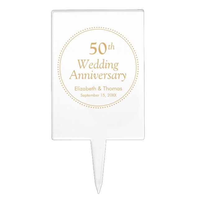 Elegant 50th Wedding Anniversary Cake Topper (Front)