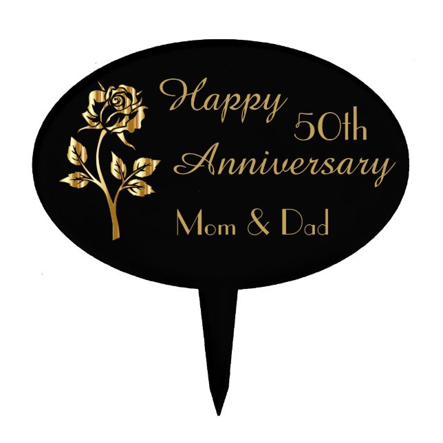 Elegant 50th Wedding Anniversary Cake Topper (Front)