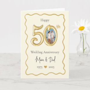 Elegant 50th Wedding Anniversary Card - Mom & Dad