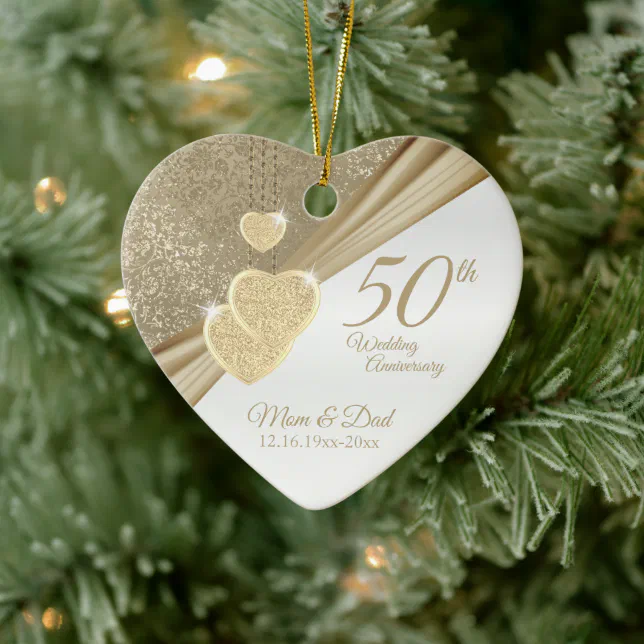 Elegant 50th Wedding Anniversary Ceramic Ornament | Zazzle