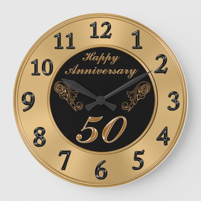 Elegant 50th Wedding Anniversary Clocks (Front)