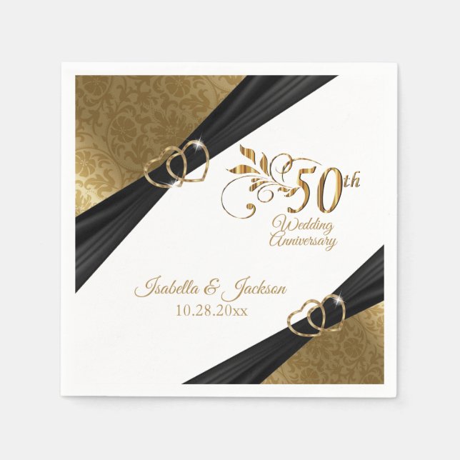 Elegant 50th  Wedding Anniversary Design Napkins (Front)