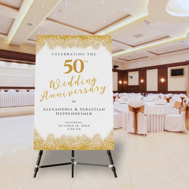 Elegant 50th Wedding Anniversary Faux Gold Glitter Foam Board (Elegant 50th Wedding Anniversary Faux Gold Glitter Foam Board)