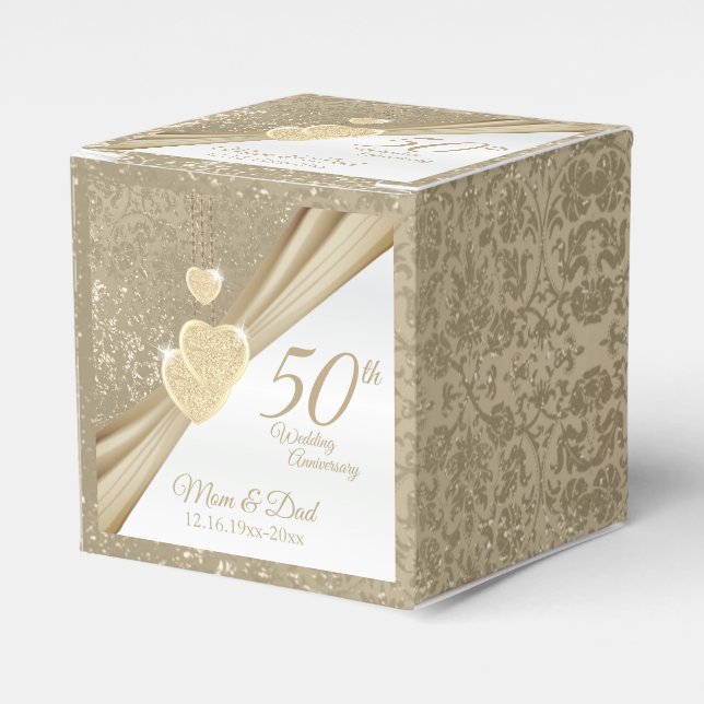 Elegant 50th Wedding Anniversary Favor Boxes (Front Side)