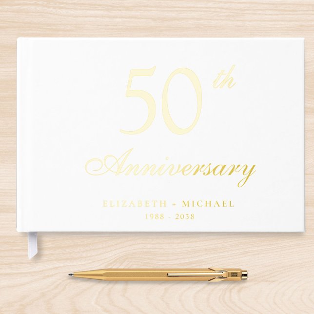 Elegant 50th Wedding Anniversary Foil Guest Book (Creator Uploaded)