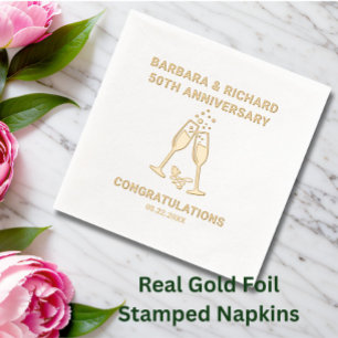 Elegant 50th Wedding Anniversary Foil Napkins