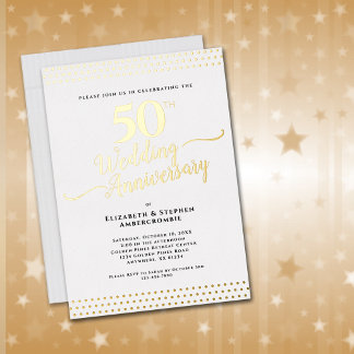Elegant 50th Wedding Anniversary Gold Foil Invitation