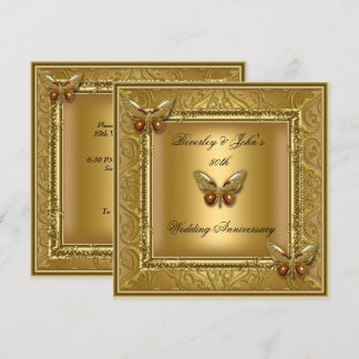 Elegant 50th Wedding Anniversary Golden Damask Invitation