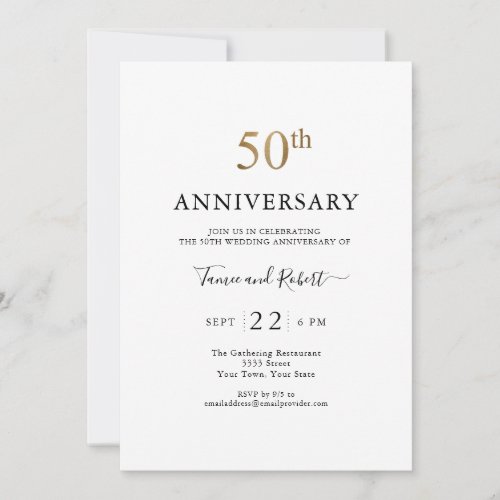 Elegant 50th Wedding Anniversary Invitation