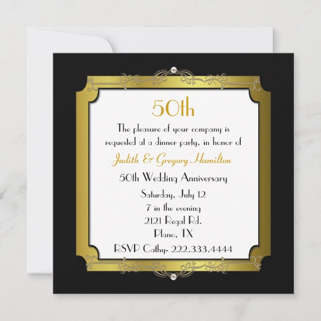 Elegant 50th Wedding Anniversary Invitation (Front)
