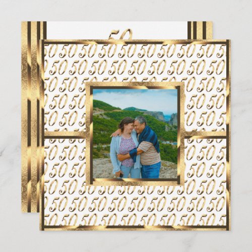 Elegant 50th Wedding Anniversary Invitation Gold