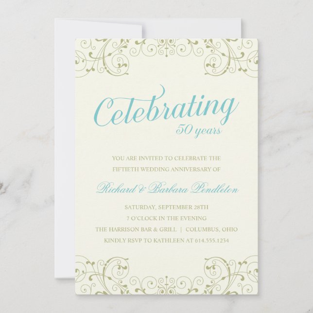 Elegant 50th Wedding Anniversary Invite (Front)