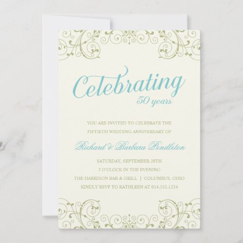 Elegant 50th Wedding Anniversary Invite