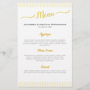 Elegant 50th Wedding Anniversary Menu