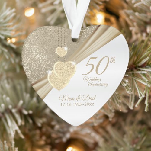 Elegant 50th Wedding Anniversary   Ornament