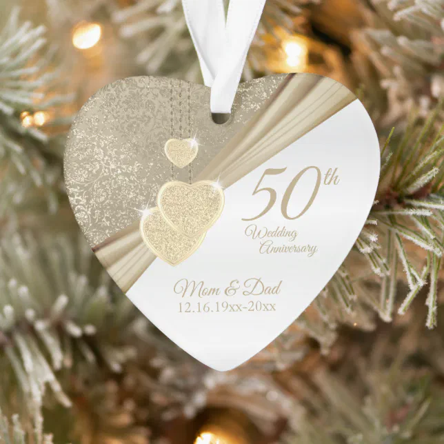 Elegant 50th Wedding Anniversary Ornament | Zazzle