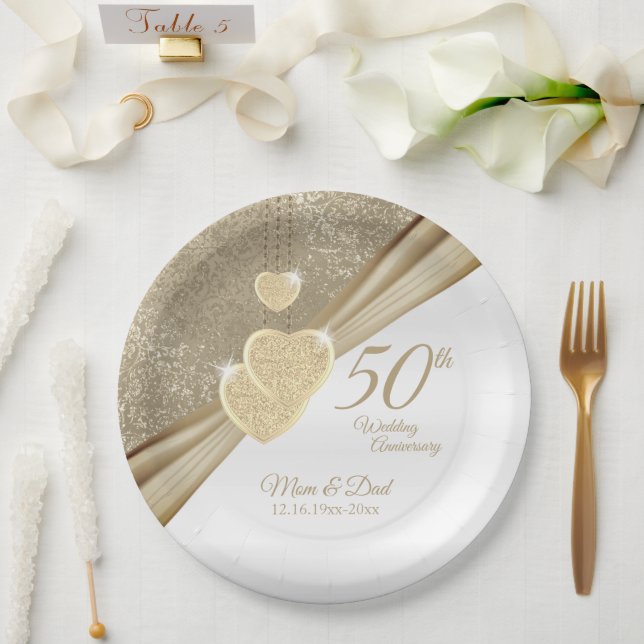 Elegant 50th Wedding Anniversary   Paper Plates (Wedding)