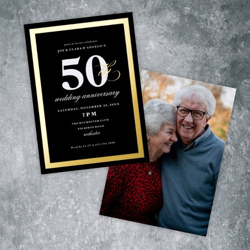 Elegant 50th Wedding Anniversary Party Foil Invitation