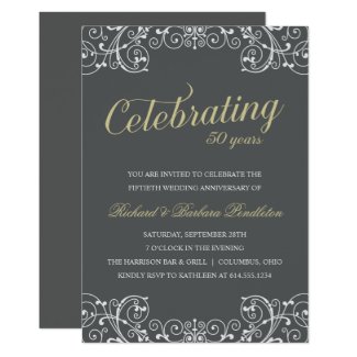 Elegant 50th Wedding Anniversary Party Invitation