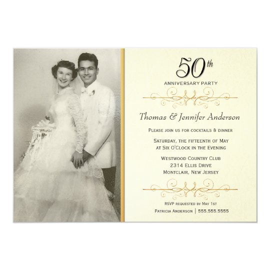 Elegant 50th Wedding Anniversary Party Invitations 8457